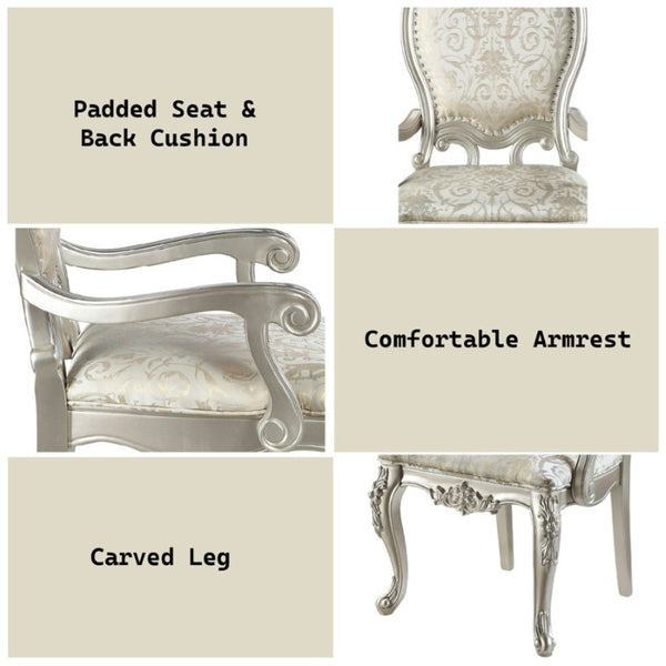 English Elm Celestia Rubberwood Dining Arm Chairs with Carved Moldings and Nailhead Trim Set of 2 B062P581113