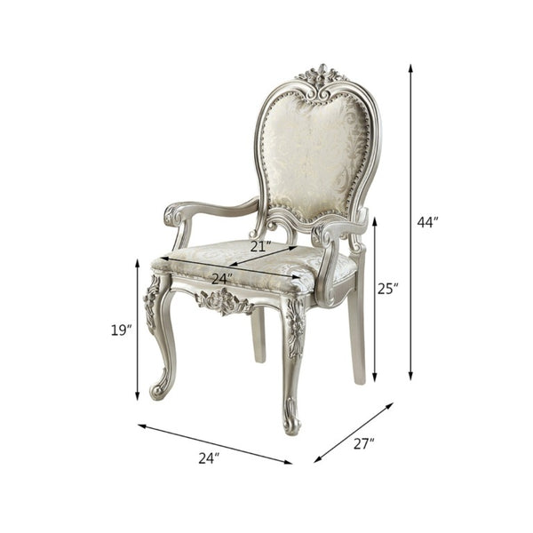 English Elm Celestia Rubberwood Dining Arm Chairs with Carved Moldings and Nailhead Trim Set of 2 B062P581113