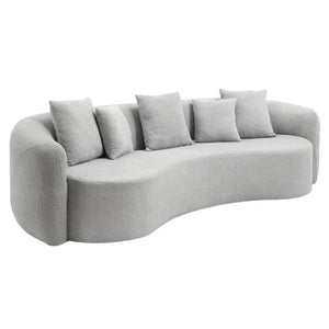English Elm Bellos Curved Sofa with Kidney Silhouette Deep Bench Seat and Five Accent Pillows B062P581118