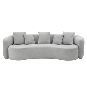 English Elm Bellos Curved Sofa with Kidney Silhouette Deep Bench Seat and Five Accent Pillows B062P581118