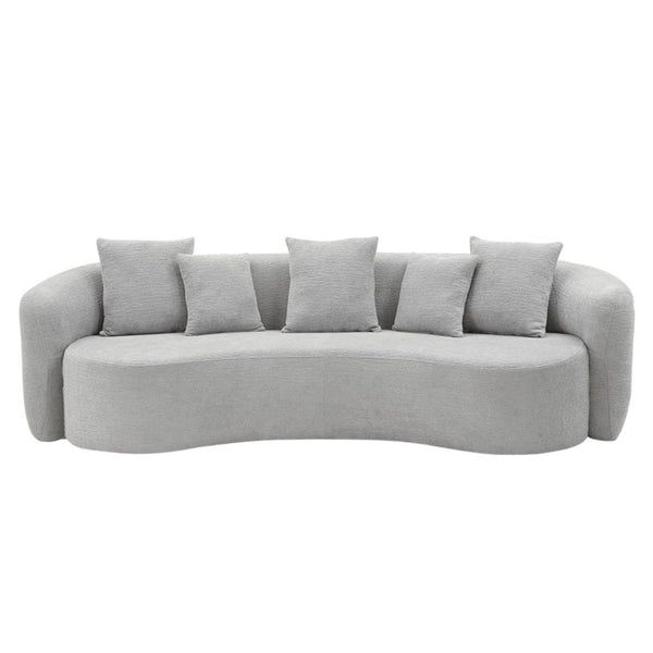 English Elm Bellos Curved Sofa with Kidney Silhouette Deep Bench Seat and Five Accent Pillows B062P581118