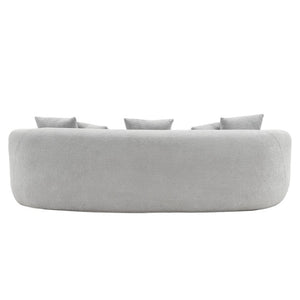 English Elm Bellos Curved Sofa with Kidney Silhouette Deep Bench Seat and Five Accent Pillows B062P581118