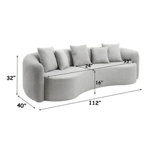 English Elm Bellos Curved Sofa with Kidney Silhouette Deep Bench Seat and Five Accent Pillows B062P581118