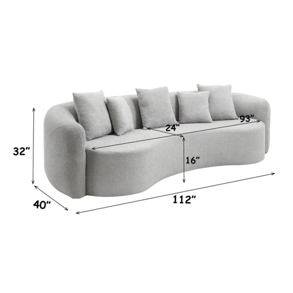English Elm Bellos Curved Sofa with Kidney Silhouette Deep Bench Seat and Five Accent Pillows B062P581118