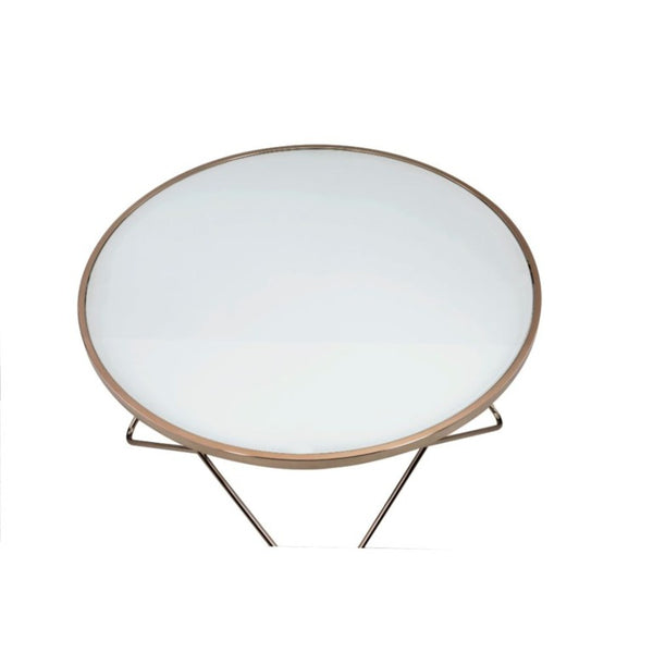English Elm Brielle Geometric Metal Base Round Coffee Table with Frosted Glass Top for Glam Living Rooms B062P581119