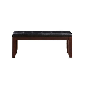 English Elm Kingsford Tufted Rubberwood Bench Cherry Finish Black Faux Leather Entryway Seat B062P581132