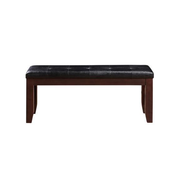 English Elm Kingsford Tufted Rubberwood Bench Cherry Finish Black Faux Leather Entryway Seat B062P581132