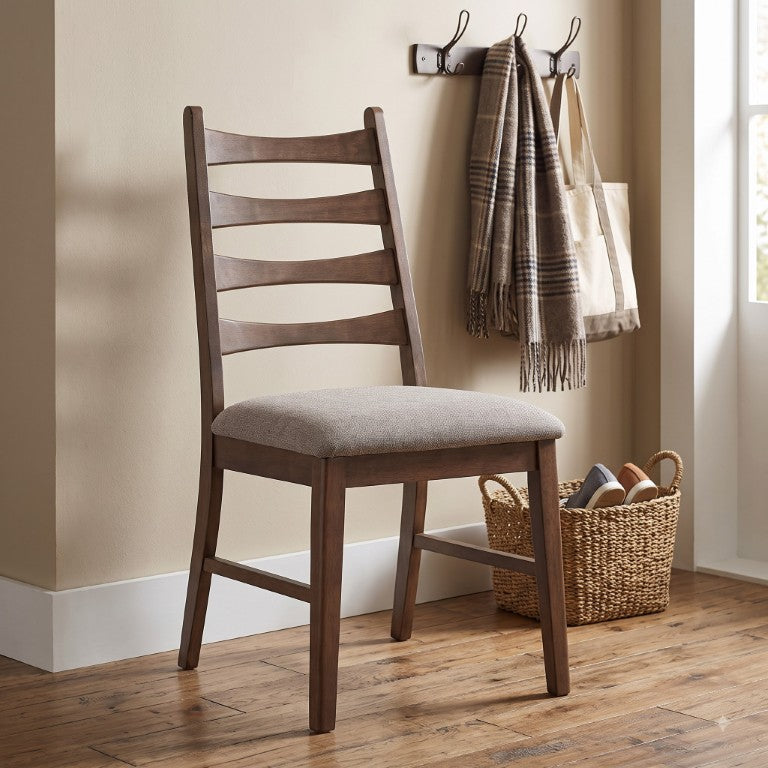 English Elm Nora Scandinavian Ladder Back Dining Chairs Set of Two with Linen Cushioned Seats B062P581134