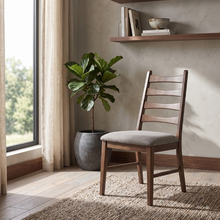 English Elm Nora Scandinavian Ladder Back Dining Chairs Set of Two with Linen Cushioned Seats B062P581134