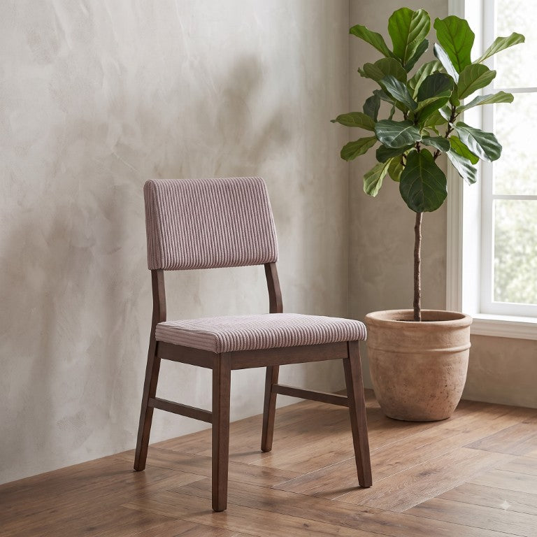 English Elm Serafina Corduroy Upholstered Dining Side Chairs with Walnut Frame Set of Two B062P581136