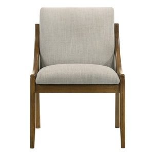 English Elm Canora Gray Chenille Upholstered Arm Dining Chairs Rubberwood Frame Set of Two B062P584252