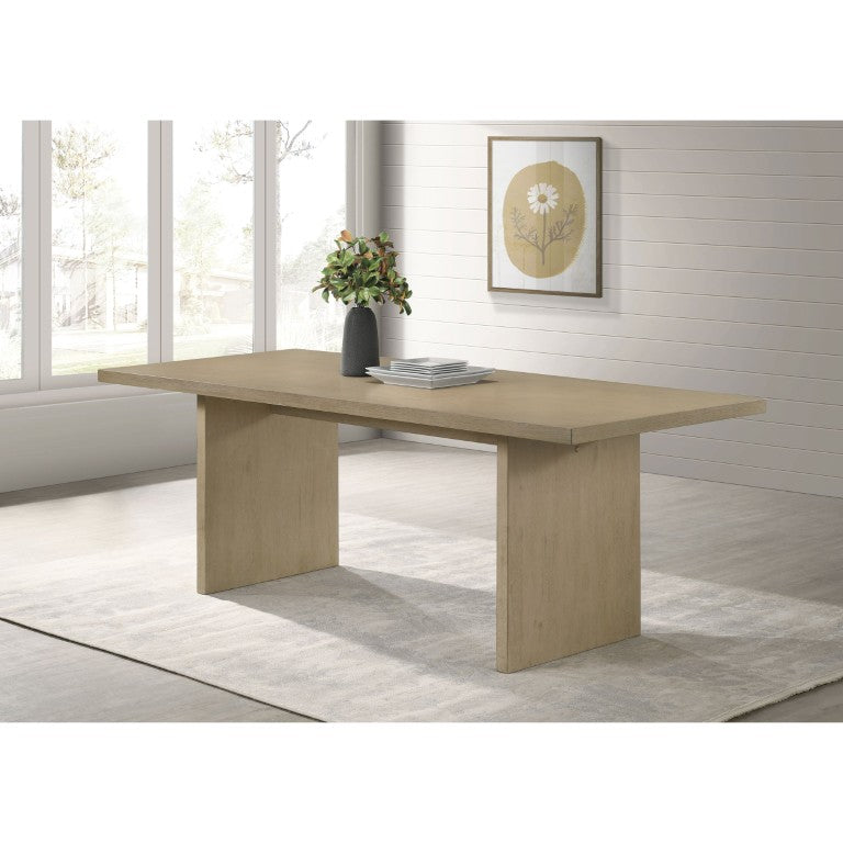 English Elm Oakridge Rectangular Oak Veneer Dining Table with Panel Legs for Modern Gatherings B062P584699