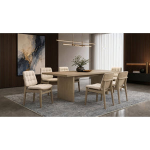 English Elm Oakridge Rectangular Oak Veneer Dining Table with Panel Legs for Modern Gatherings B062P584699