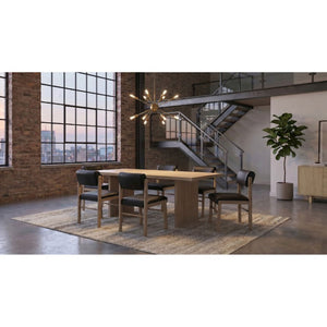 English Elm Oakridge Rectangular Oak Veneer Dining Table with Panel Legs for Modern Gatherings B062P584699