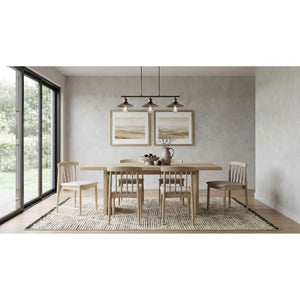 English Elm Oakridge Rectangular Oak Veneer Dining Table with Panel Legs for Modern Gatherings B062P584699