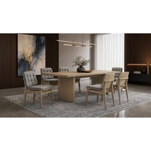 English Elm Oakridge Rectangular Oak Veneer Dining Table with Panel Legs for Modern Gatherings B062P584699