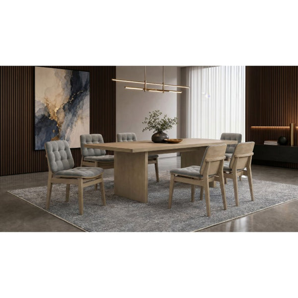 English Elm Oakridge Rectangular Oak Veneer Dining Table with Panel Legs for Modern Gatherings B062P584699