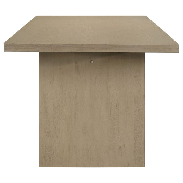 English Elm Oakridge Rectangular Oak Veneer Dining Table with Panel Legs for Modern Gatherings B062P584699