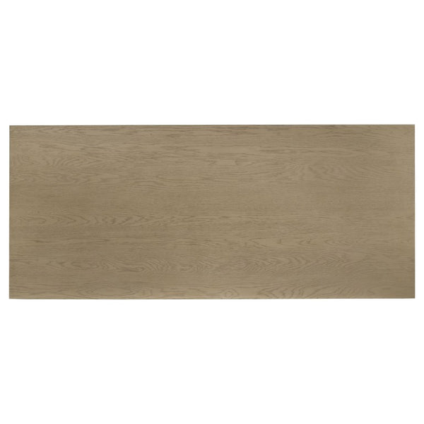 English Elm Oakridge Rectangular Oak Veneer Dining Table with Panel Legs for Modern Gatherings B062P584699