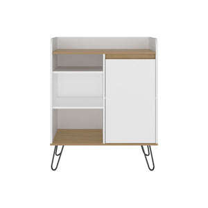 English Elm White Walnut Two Tone Tall Coffee Station Cabinet with Open Shelves and Mug Hooks White+Oak 31.5 L x 15.9 W x 39.1 H B062P587720