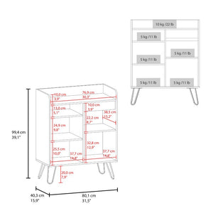 English Elm White Walnut Two Tone Tall Coffee Station Cabinet with Open Shelves and Mug Hooks White+Oak 31.5 L x 15.9 W x 39.1 H B062P587720
