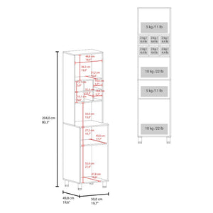 English Elm Stained Walnut Tall Pantry Cabinet with Open Bottle Cubbies for Kitchen Storage B062P587723