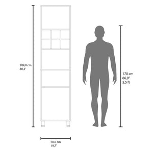 English Elm Wenge Finish Tall Kitchen Pantry with Open Wine Cubbies and Concealed Storage Cabinet B062P587724
