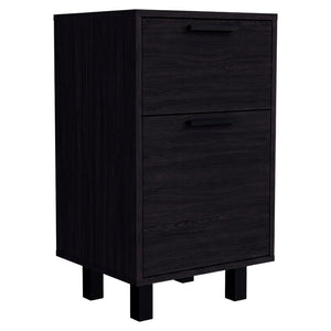 English Elm Wenge Finish 2-Drawer Nightstand with Soft-Close Storage and Elevated Contemporary Base B062P587749
