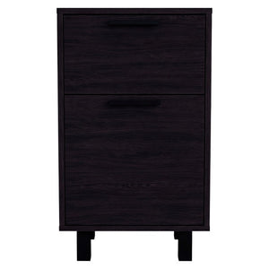 English Elm Wenge Finish 2-Drawer Nightstand with Soft-Close Storage and Elevated Contemporary Base B062P587749