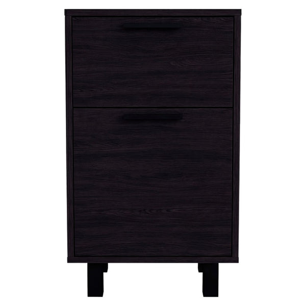English Elm Wenge Finish 2-Drawer Nightstand with Soft-Close Storage and Elevated Contemporary Base B062P587749