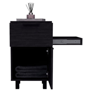 English Elm Wenge Finish 2-Drawer Nightstand with Soft-Close Storage and Elevated Contemporary Base B062P587749