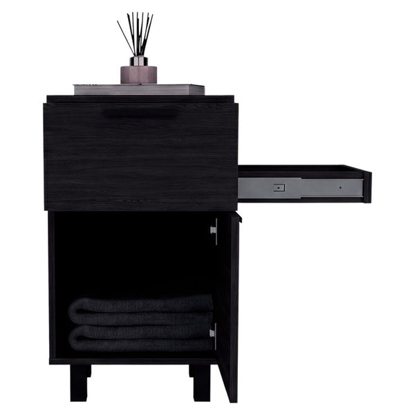 English Elm Wenge Finish 2-Drawer Nightstand with Soft-Close Storage and Elevated Contemporary Base B062P587749