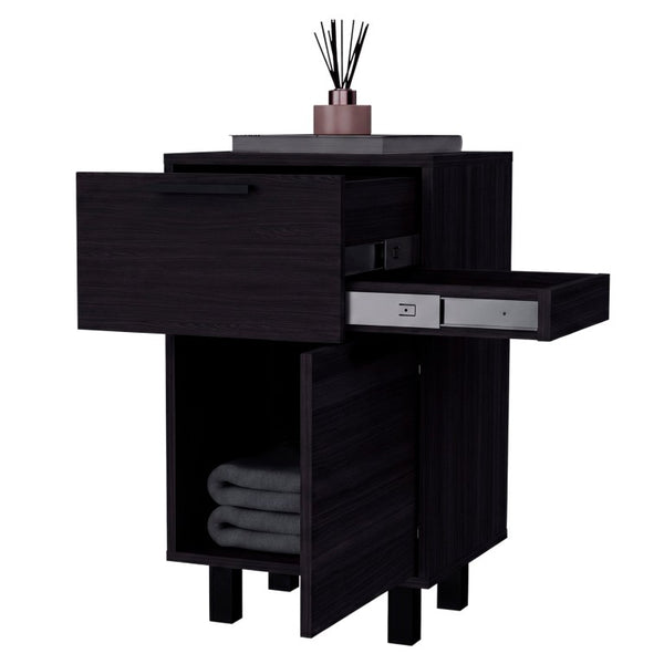 English Elm Wenge Finish 2-Drawer Nightstand with Soft-Close Storage and Elevated Contemporary Base B062P587749