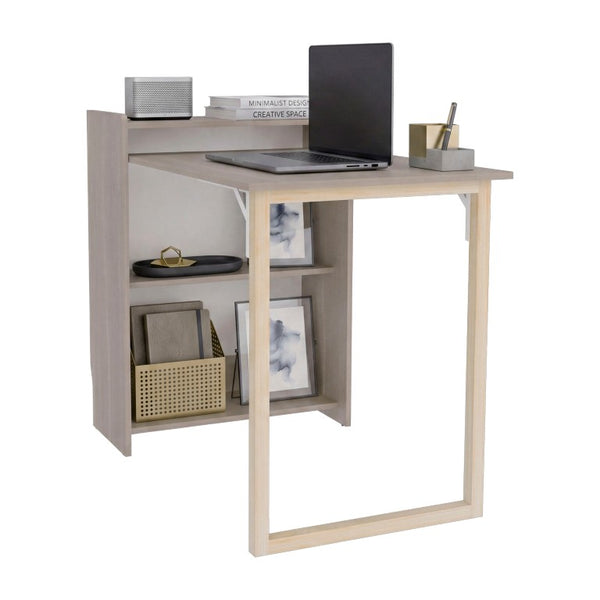 English Elm Bardolino Foldable Writing Desk with Open Shelving for Small Home Offices B062P587751