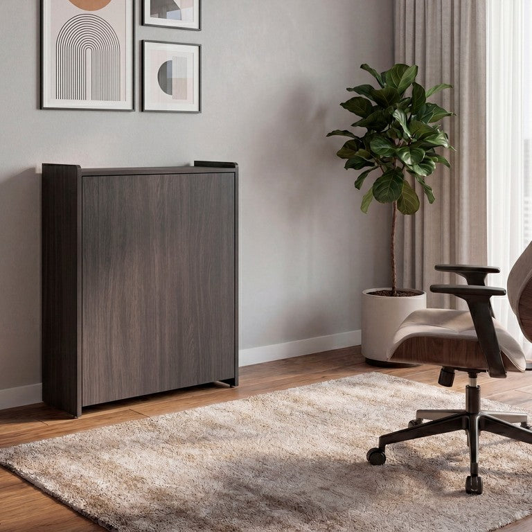 English Elm Wenge Finish Folding Writing Desk with Open Shelving for Small Spaces and Apartments B062P587753