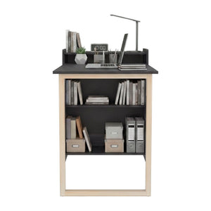 English Elm Wenge Finish Folding Writing Desk with Open Shelving for Small Spaces and Apartments B062P587753