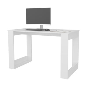 English Elm White Melamine Writing Desk with Spacious Surface for Home Office or Bedroom Study B062P587755