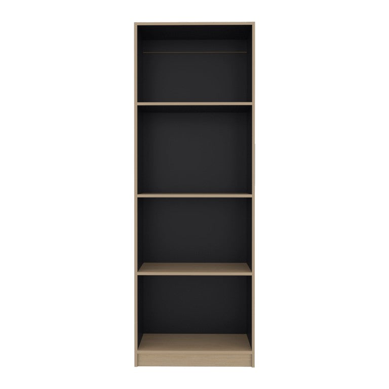 English Elm Wenge Finish Four Shelf Tall Bookcase Slim Profile for Home Office or Living Room B062P587759