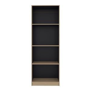 English Elm Wenge Finish Four Shelf Tall Bookcase Slim Profile for Home Office or Living Room B062P587759