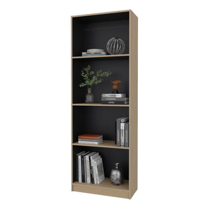 English Elm Wenge Finish Four Shelf Tall Bookcase Slim Profile for Home Office or Living Room B062P587759
