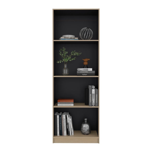 English Elm Wenge Finish Four Shelf Tall Bookcase Slim Profile for Home Office or Living Room B062P587759