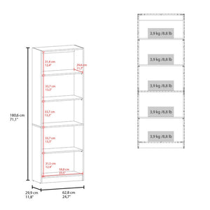 English Elm Wenge Five Shelf Bookcase Slim Vertical Tower for Living Room or Home Office B062P587760