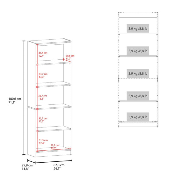English Elm Wenge Five Shelf Bookcase Slim Vertical Tower for Living Room or Home Office B062P587760