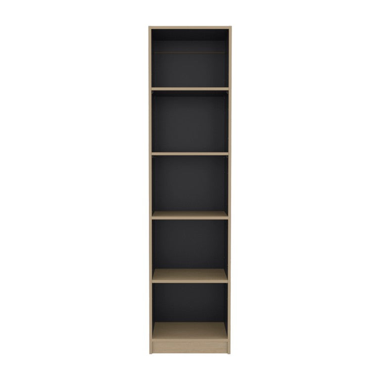 English Elm Wenge Two-Tone Tall Bookcase with Five Open Shelves for Modern Living Spaces B062P587956