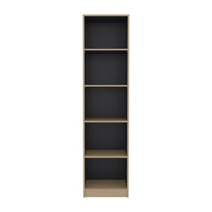 English Elm Wenge Two-Tone Tall Bookcase with Five Open Shelves for Modern Living Spaces B062P587956