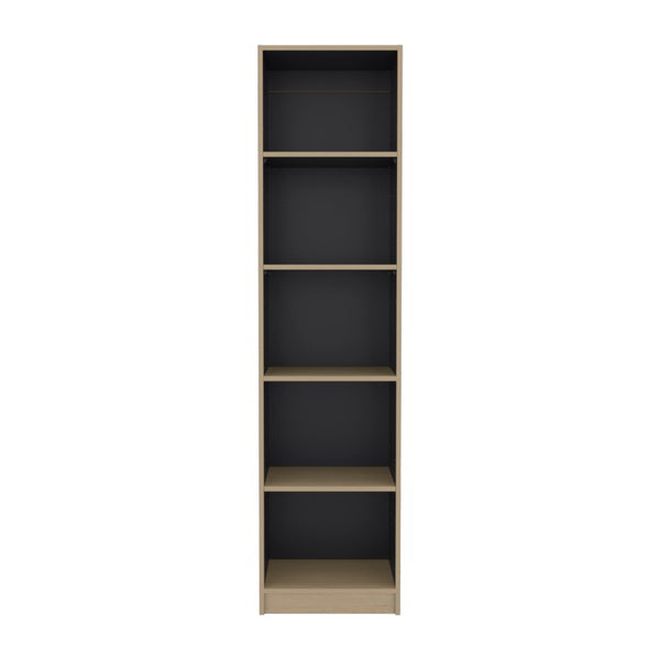 English Elm Wenge Two-Tone Tall Bookcase with Five Open Shelves for Modern Living Spaces B062P587956