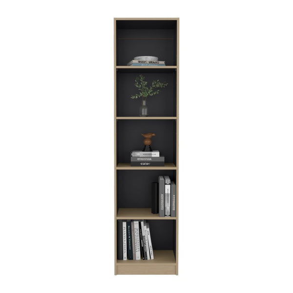 English Elm Wenge Two-Tone Tall Bookcase with Five Open Shelves for Modern Living Spaces B062P587956