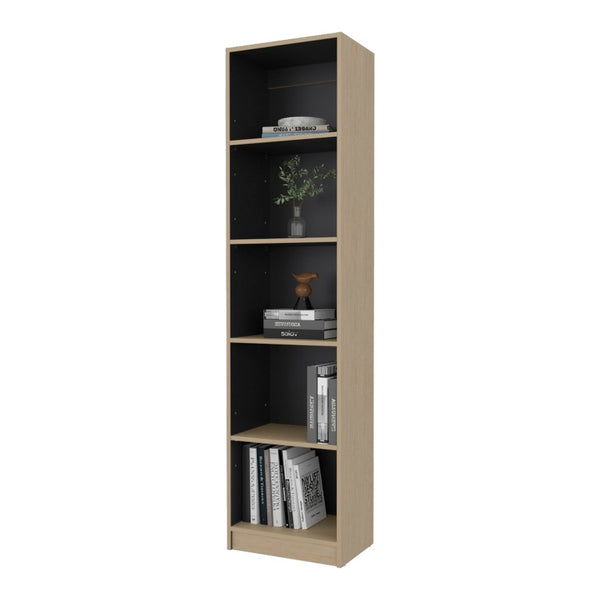 English Elm Wenge Two-Tone Tall Bookcase with Five Open Shelves for Modern Living Spaces B062P587956