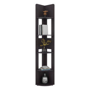 English Elm Wenge Five Tier Corner Bookcase Slim Vertical Storage for Office or Living Room B062P587961