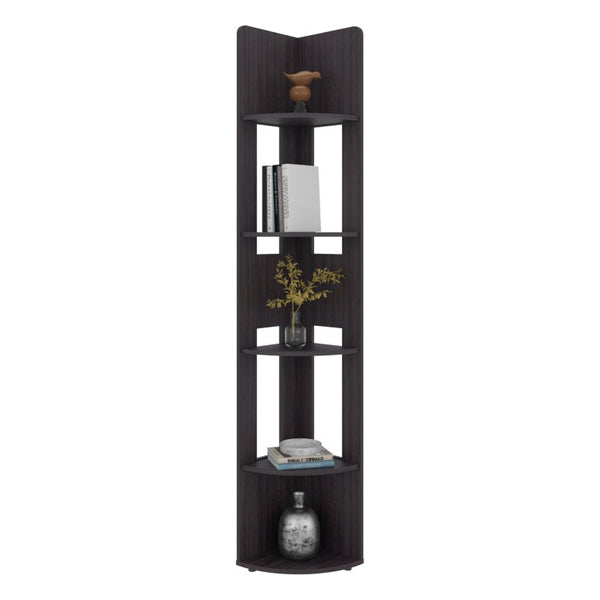 English Elm Wenge Five Tier Corner Bookcase Slim Vertical Storage for Office or Living Room B062P587961